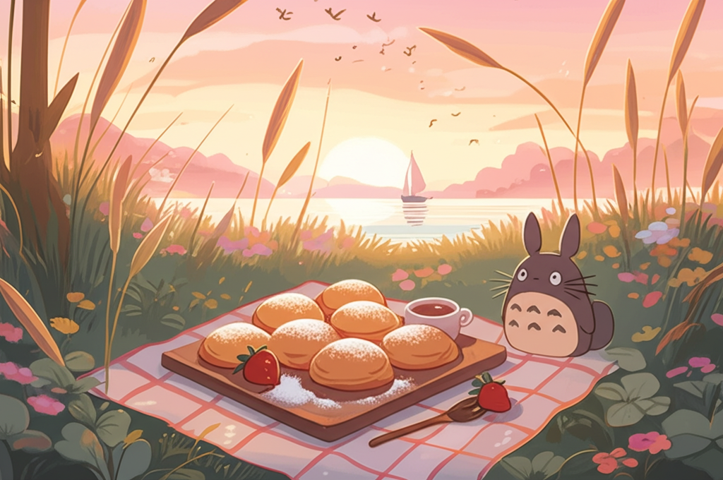 Poffertjes - Dutch cuisine in Studio Ghibli style