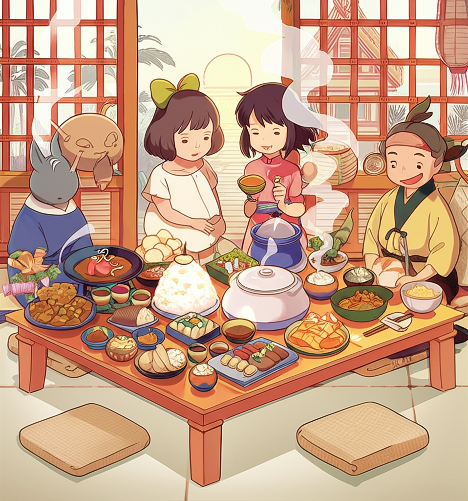 Rijsttafel - Dutch cuisine in Studio Ghibli style
