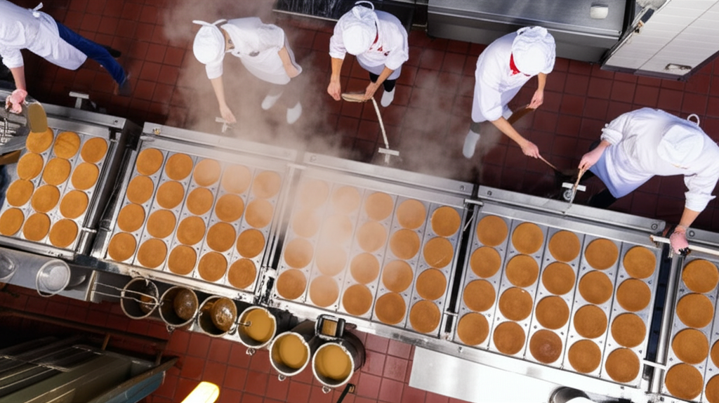 Traditional stroopwafel making in a historic Dutch bakery