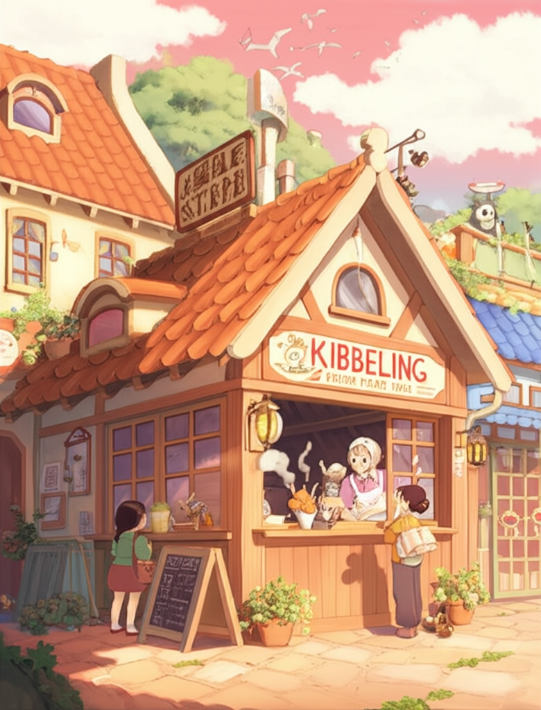 Kibbeling - Dutch cuisine in Studio Ghibli style